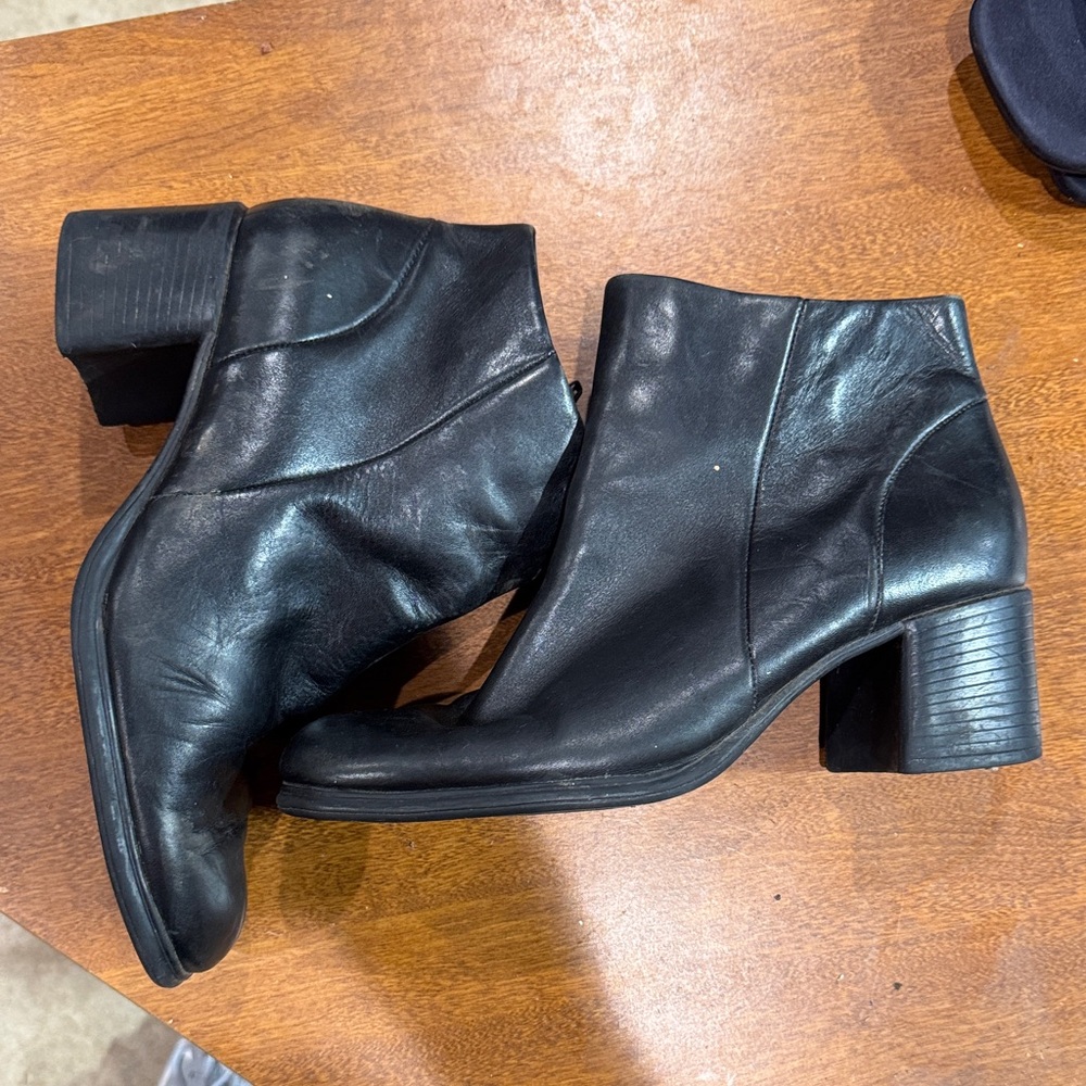 Black Leather Ankle Boots
